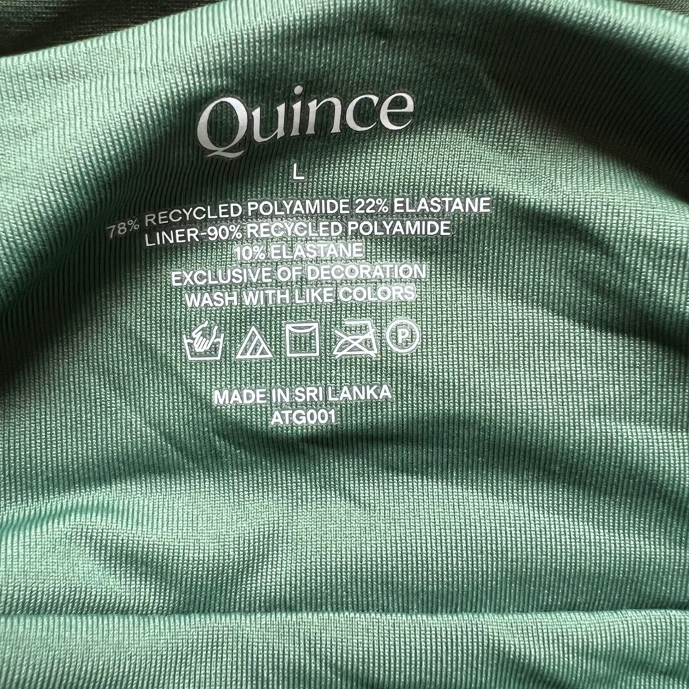 Quince Women's Forest Green Recycled V-Neck One-Piece Swimsuit ATG001 Large NWT - Picture 8 of 9
